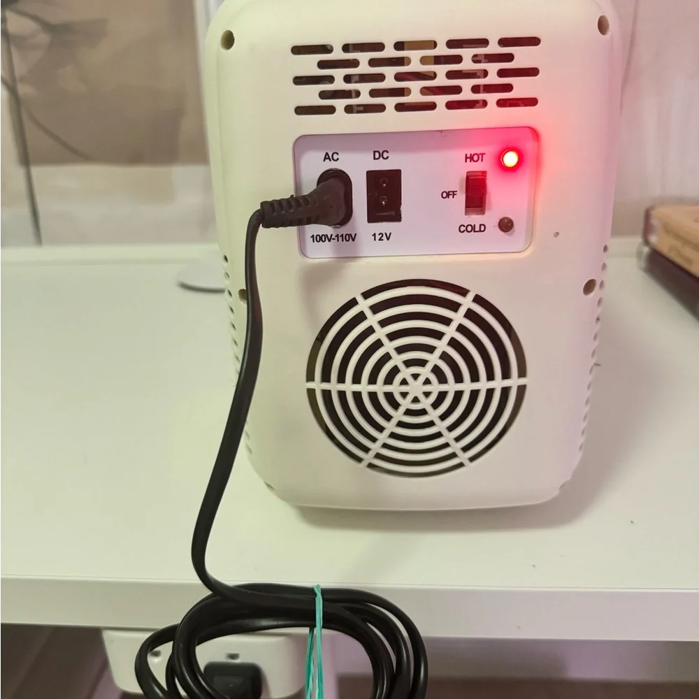 Rae Dunn Mini Fridge - Cream and Silver